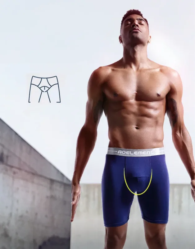 Boxer grande taille XL-7XL pour hommes, sous-vêtement modal, culotte respirante avec pochette, sous-vêtement à jambes moyennes et longues, Cueca Hombre — image 8