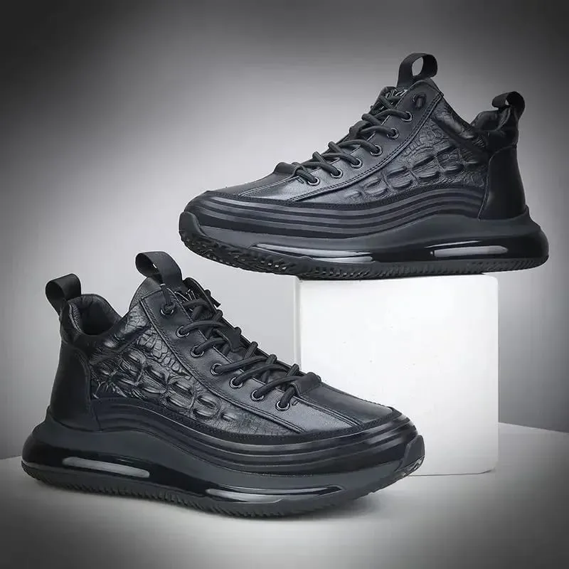 2026 Autumn Alligator pattern Men Sneakers Lace Up Casual Platform Vulcanized Shoes Male Anti-slip Running Zapatillas Hombre