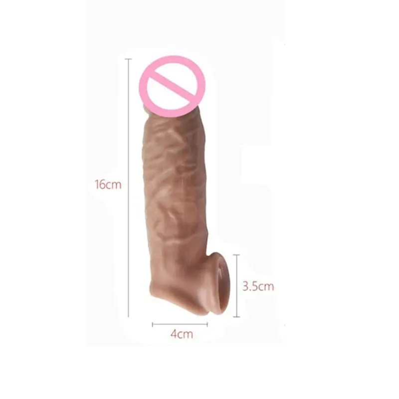 Realistisk Penis Extension Cock Sleeve Genanvendelig Silikone Penis Forstørrelse Forsinkelse Kondomer Til Mænd Dildo Enhancer Sexlegetøj Erotisk butik