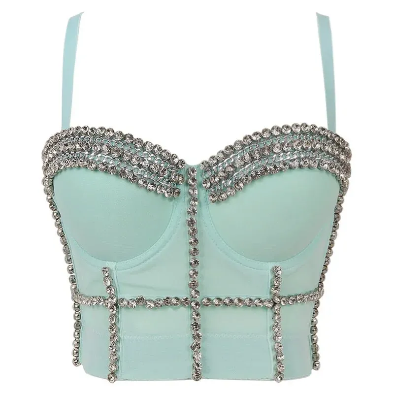 Visivane Rivet Beading y2k Tank Tops Women Bra Blusas Short Corset Woman Clothing Stage Party Shaper Ladies Crop Shirt Camis — image 13