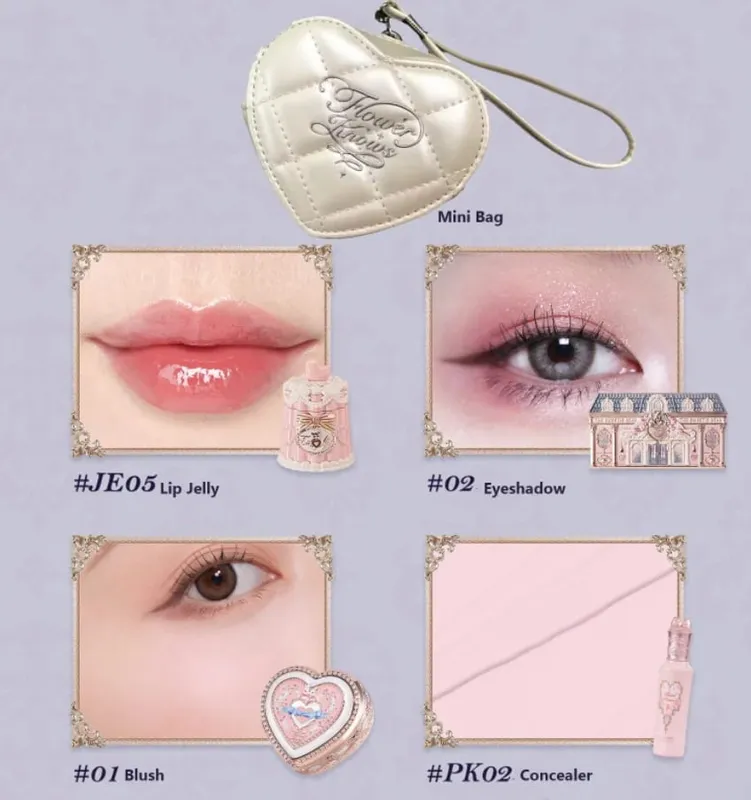 Flower Knows Strawberry Cupid Set trucco professionale per donna Kit completo Confezione regalo Ombretto Crema labbra Blush Set in polvere compatta — image 17