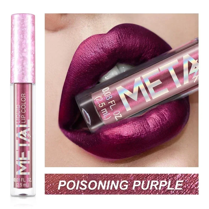 Metallic Matte Liquid Lipstick Waterproof Long Lasting Non-Stick Cup Matte Shimmer Glitter Lip Gloss Women Lips Makeup 12 Colors — image 3