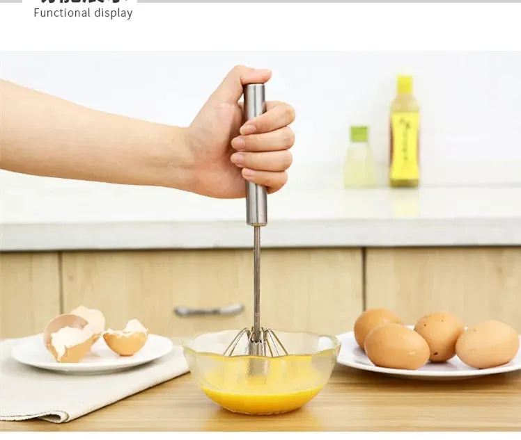 Household Semi-Automatic Rotating Egg Beater Stainless Steel Turning Cream Utensils Whisk Manual Mixer Kitchen Egg Tool — image 9