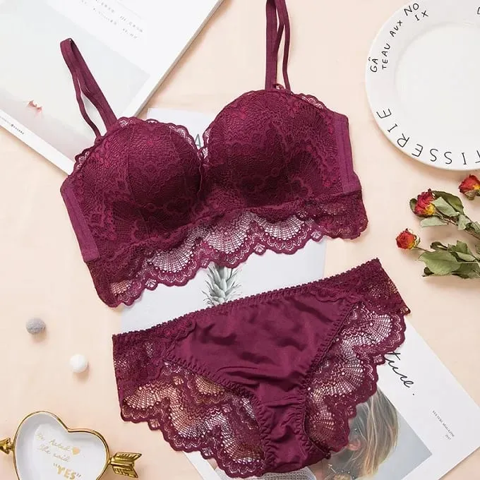 Sexy Push Up Bra Lingerie Set - Comfortable Wireless Lace Underwear Massage Palm Cup for Lift 75C/80C/85C — image 10
