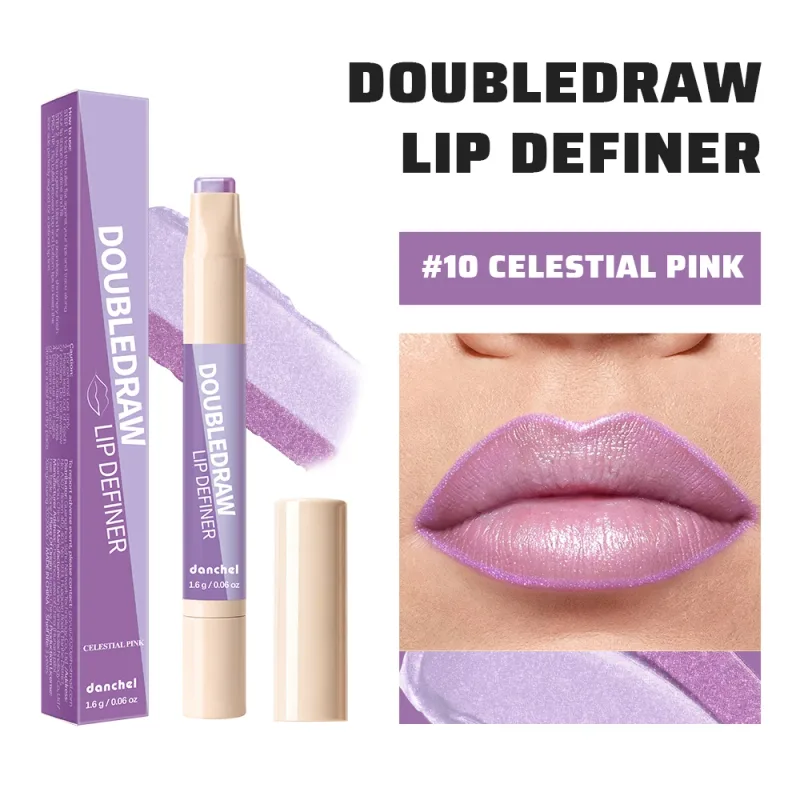 10 Colors Double Draw Lip Definer 2 In 1 Lip Liner Lip Gloss Silky Cream Texture Long Lasting Hydrating High Pigment Lip Makeup