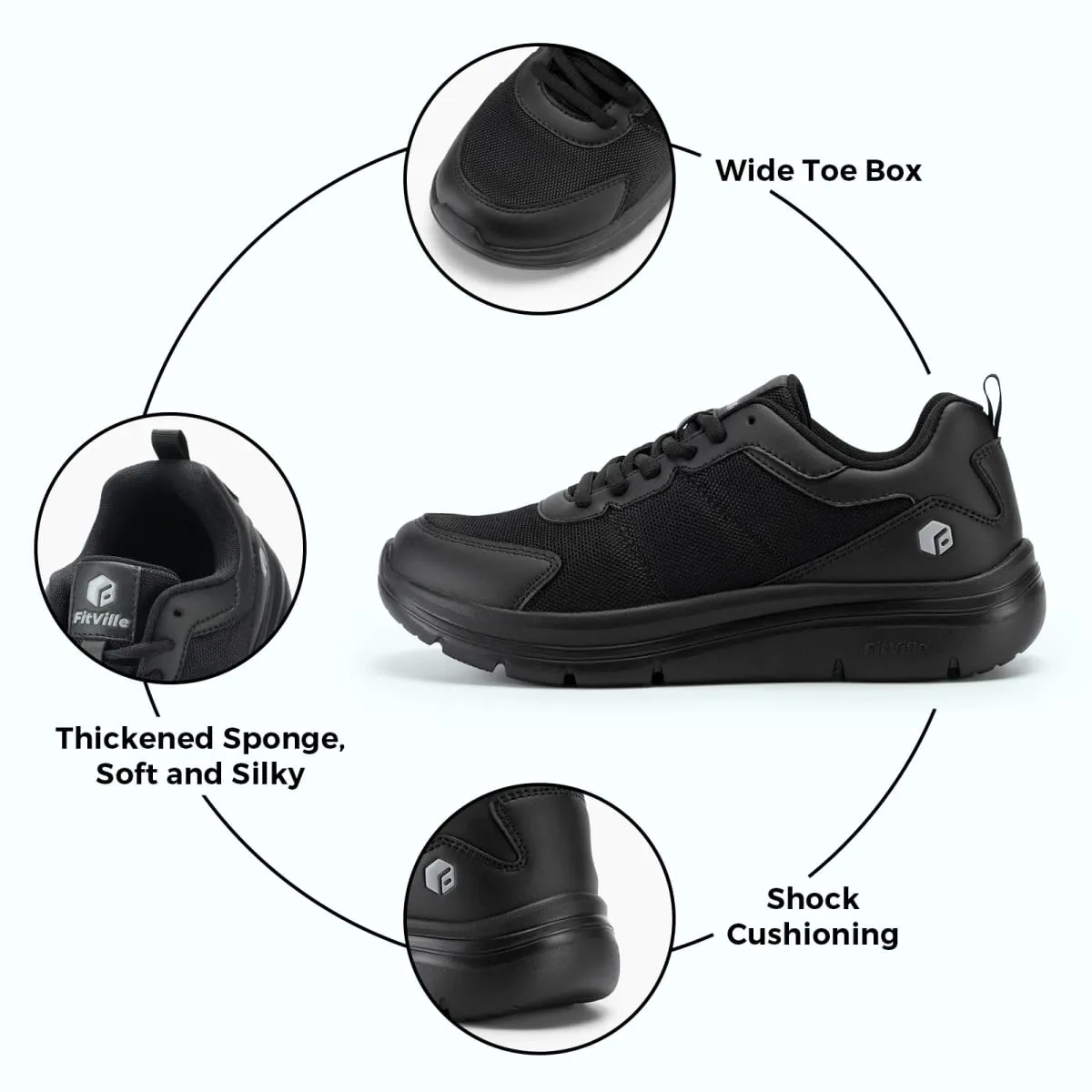 FitVille Men's Walking Shoes Wide Width Max Cushioning Lightweight Sneakers Sport Shoes for Plantar Fasciitis Pain Relief — image 7