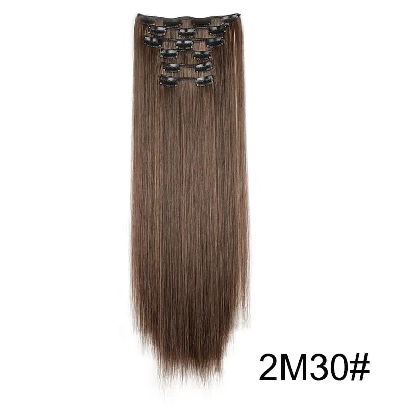 Synthetic 24Inch Hair Extension 6Pcs Long Straight Black Brown Blonde Heat-resistant Fiber Hairpiece for Women — image 13