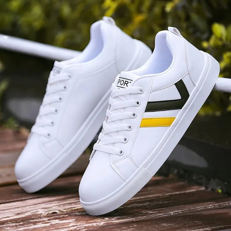 White Vulcanized Sneakers Men's Flats Comfortable Shoes Lace up Zapatillas Hombre Autumn Spring Fashion Sneakers Drop Shipping — image 9