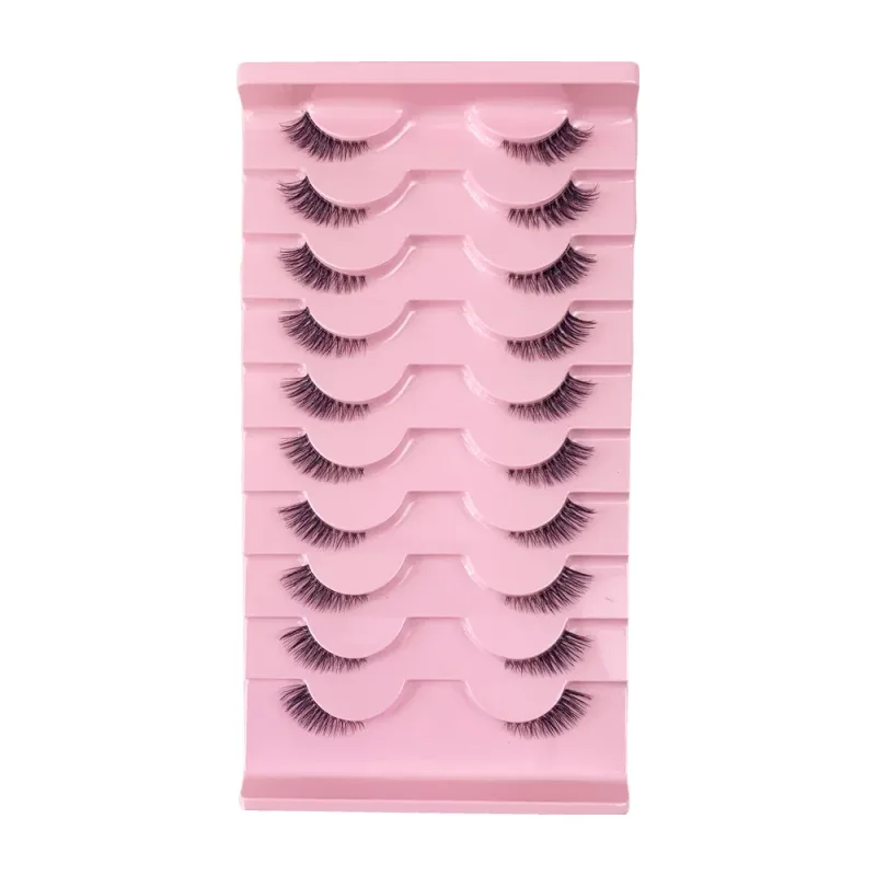 Černé řasy 10 polovičních řas Soft Natural Cat Eye Lashes Makeup Tool Prodlužovací nástroj Fluffy Faux Cils sezona návratu do školy — image 12