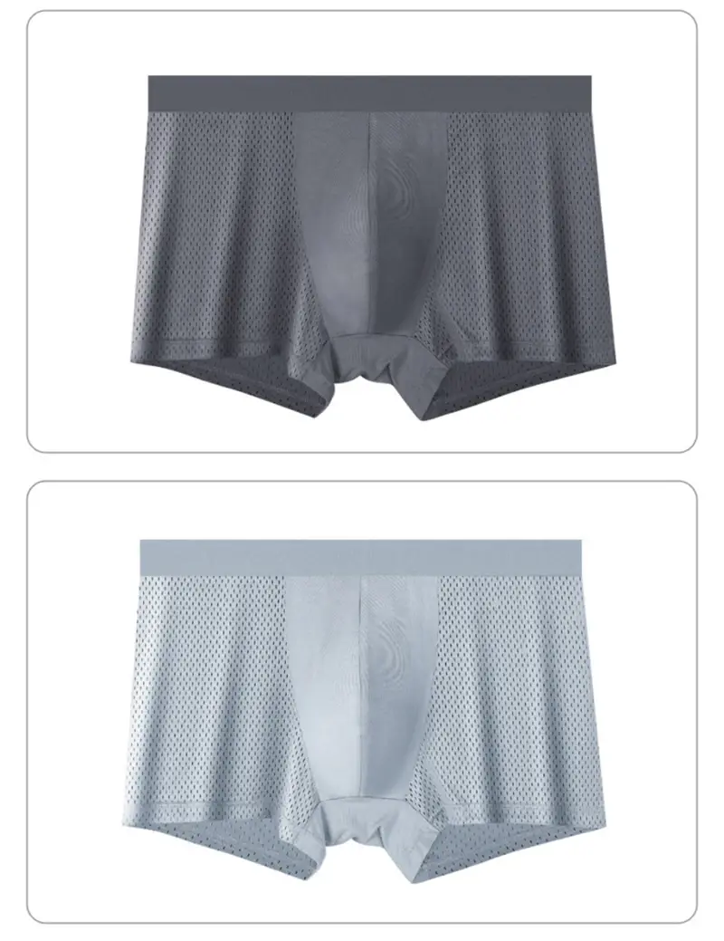 4pcs/lot Mesh Bamboo Fiber Men's Boxer Panties Summer XXXXL Large Size Shorts Breathable Underwear 5XL 6XL 7XL 8XL Underpanties — image 6