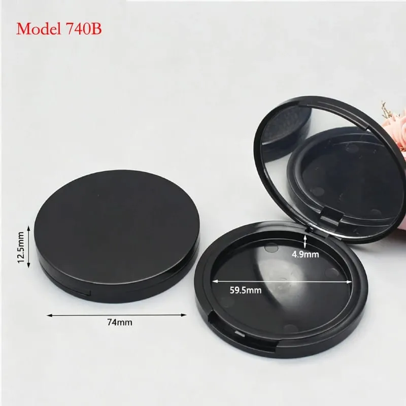 Harga Batch Untuk Warna Hitam Bentuk Bulat Plastik Kemasan Makeup Wadah Bedak Kompak Kosong Wadah Perona Pipi Bedak — image 11