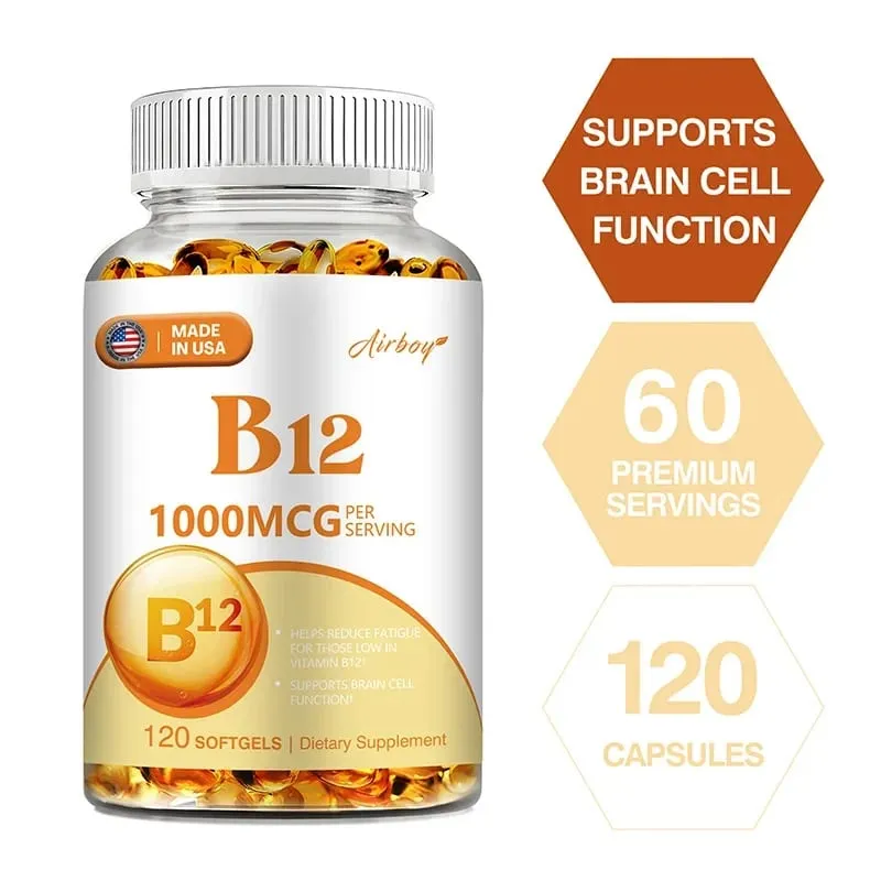 Vitamin B12 1000mcg - Benefits Brain & Heart Function Memory Learning Helps Boost Natural Energy