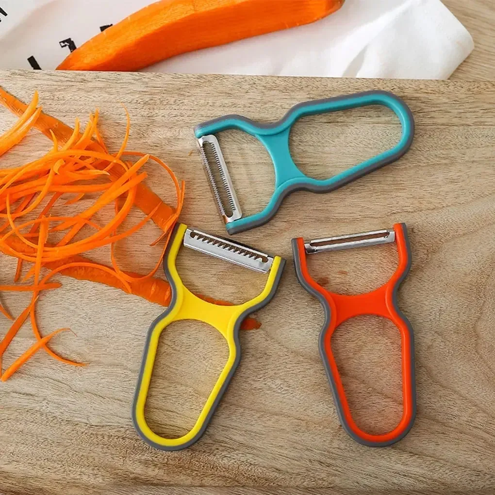 3Pcs Stainless Steel Multi-Function Potato Peeler Fruit Vegetable Chopper Mini Spud Slicer Grater Set Random Color Kitchen Tools — image 2
