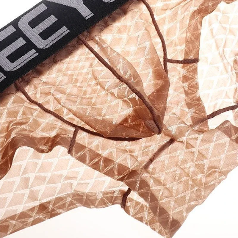 Sexy Männer Unterwäsche Eis Seide Raute Ultra-dünne Transparente Weiche Mann Slips Hüfte Heben Atmungsaktive Elastische Herren Höschen niedrige Taille — image 2