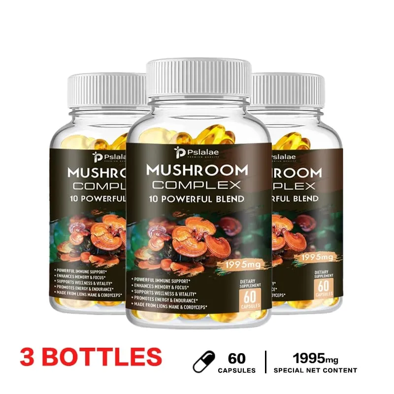 Mushroom Complex Capsules - with Lions Mane Chaga Reishi Cordyceps - Support Immune System Memory Focus and Relieve Stress — image 10
