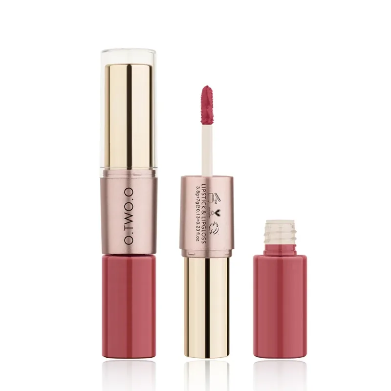 O.TWO.O 2 en 1 Lápiz labial Mate Brillo de labios Cosméticos Pintalabios impermeables Batom Mate Labios Maquillaje Colorete 12 colores Lápiz labial — image 4