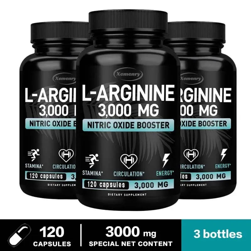 L-Arginine Capsules 3000mg - Nitric Oxide Boosters - Improve Energy Endurance Performance Build Muscle Mass — image 11