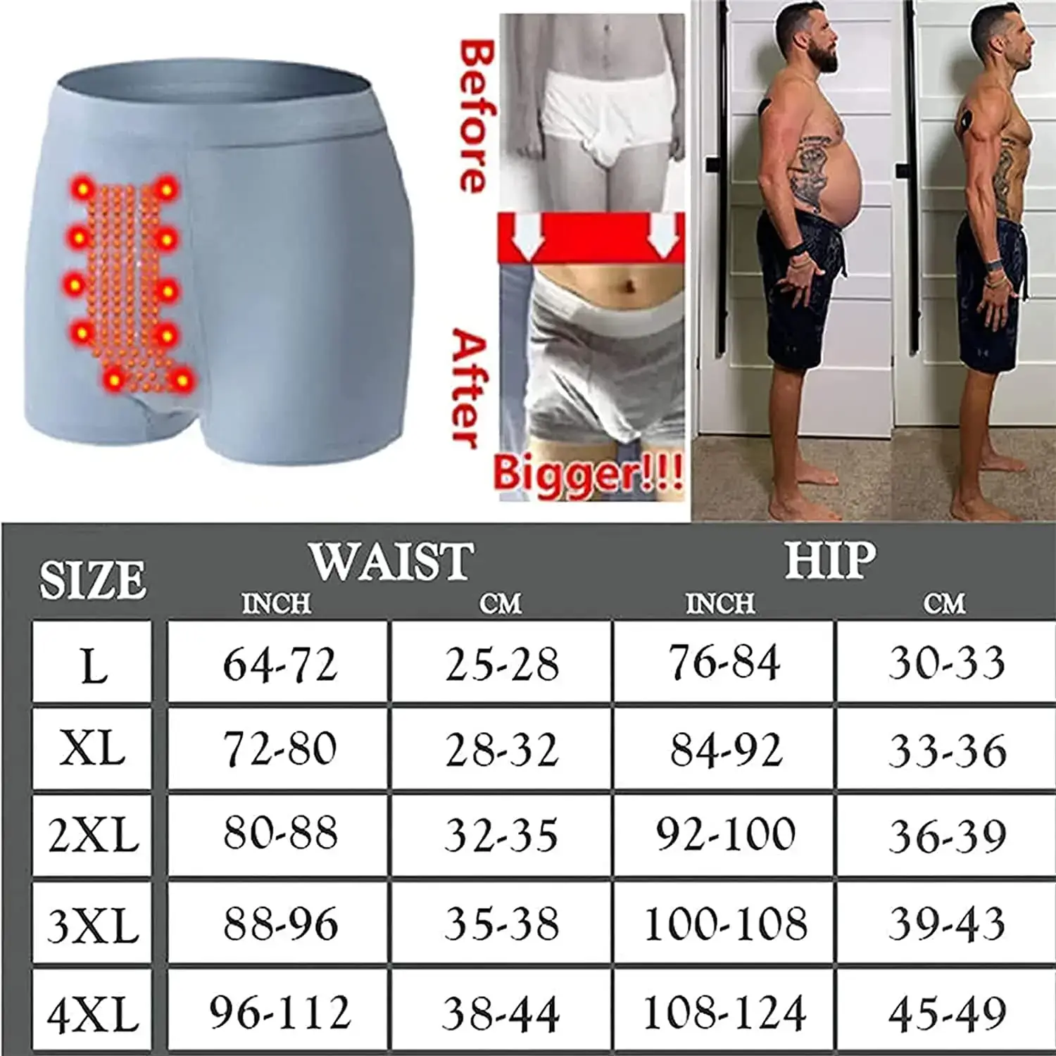 Eft Energy Field Therapy Men's Underwear 3pcs/set Boxer Pants Man Boxer Briefs Magneticfit Pants Breathable Bottom U Convex Pant