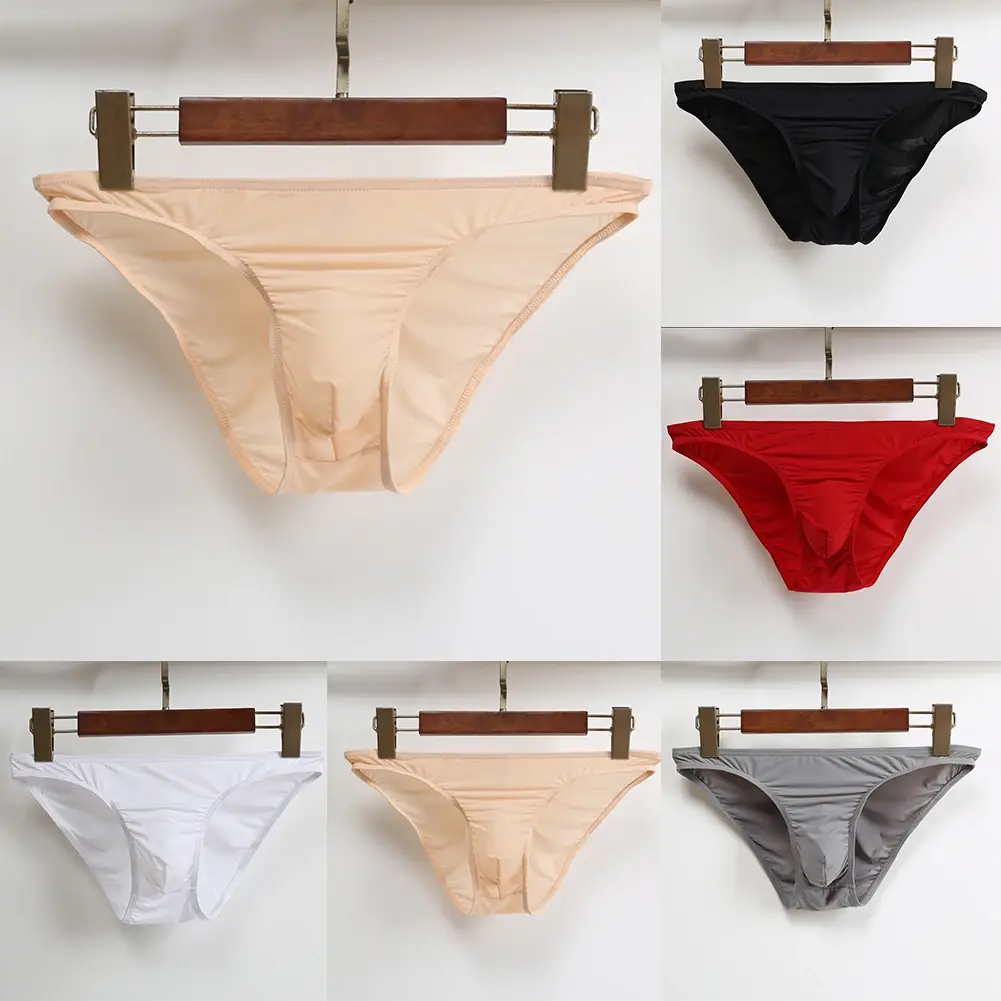 Sexy Men Bulge Pouch Briefs Underpants Panties Bikini Solid Color Transparent Briefs Underwear Pump Man Glossy Panties — image 6