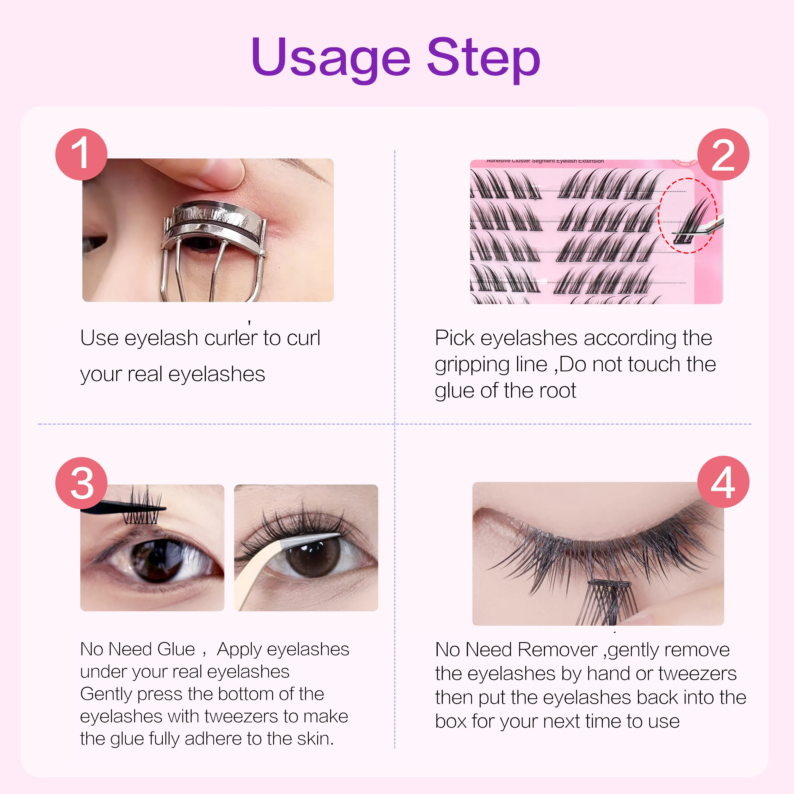 FindLove Fox Eye Lashes Pre Glued False Eyelashes C Curl 12mm Reusable Manga Lashes Soft No Glue Need Eyelash Makeup Tools
