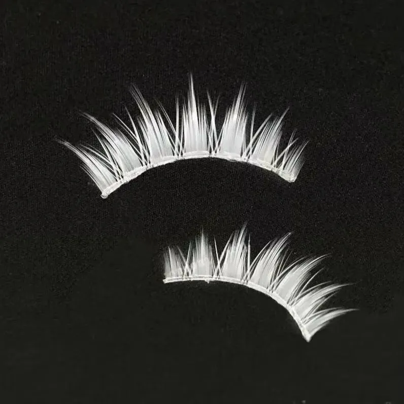 White Eyelashes Cosplay Makeup Natural Long Cross Strip False Eye Lashes — image 2