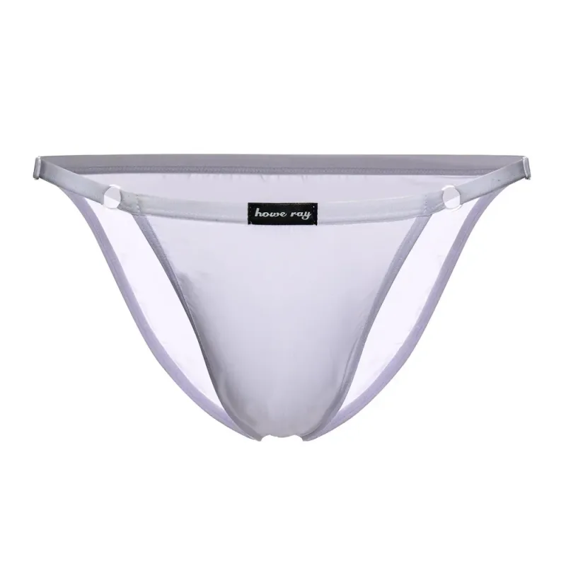Adjustable Men's Sexy Brief Underwear Ice Silk Thin Transparent Comfort Quick Drying Mankini Gays U Convex Pouch High Fork Tanga
