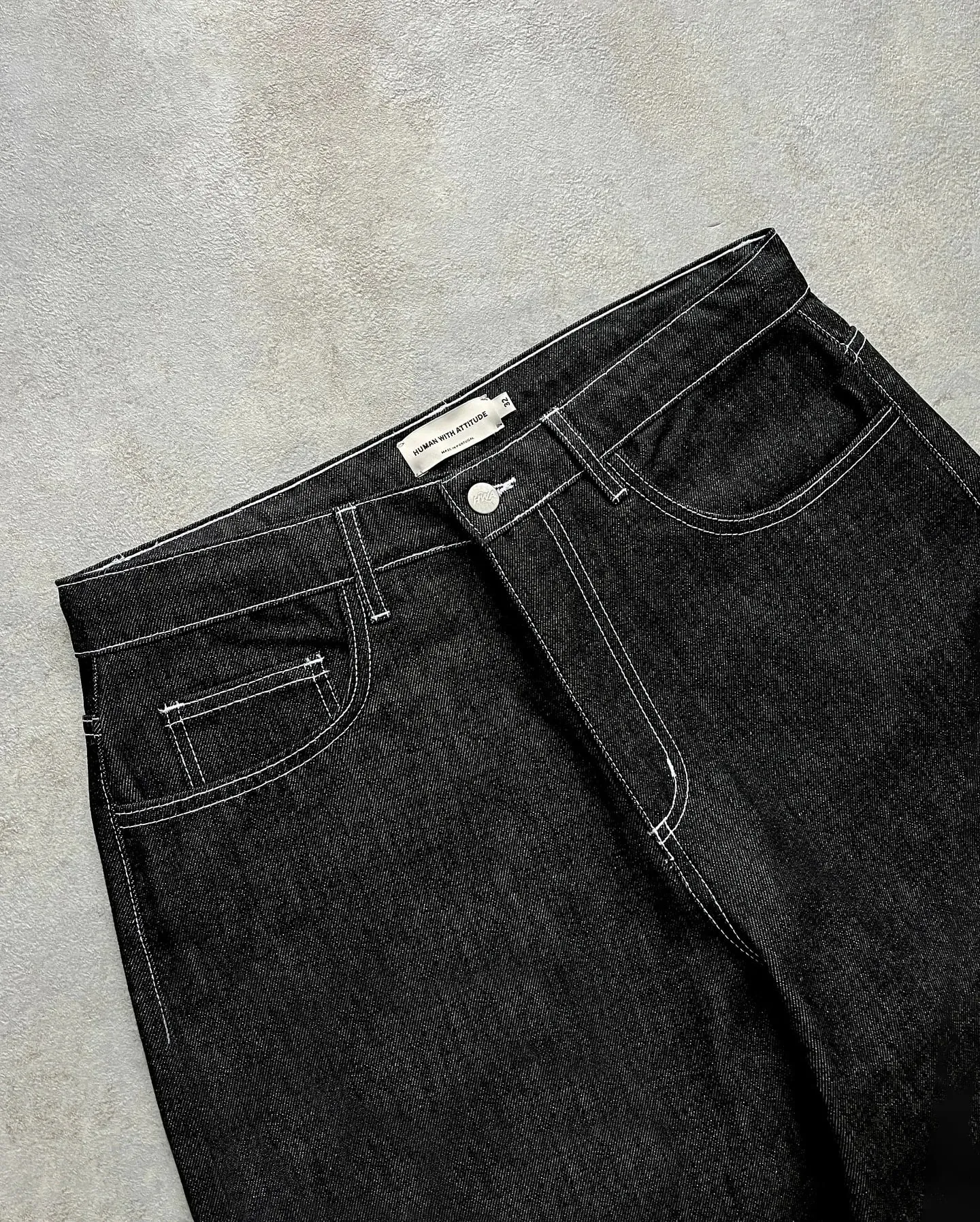 Y2K Retro Baggy Black Jeans High Quality Letter Embroidered Harajuku Denim Pants Men Women Hip Hop Casual Straight Streetwear — image 3