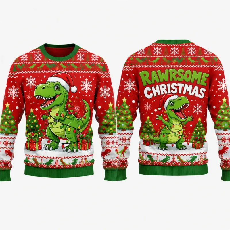 Gingerbread Man Ugly Christmas Sweatshirt 3D Grafisk Crewneck Unisex Funny Candy Cane Julefest Ferie Pullover Gave Mand Top — image 6