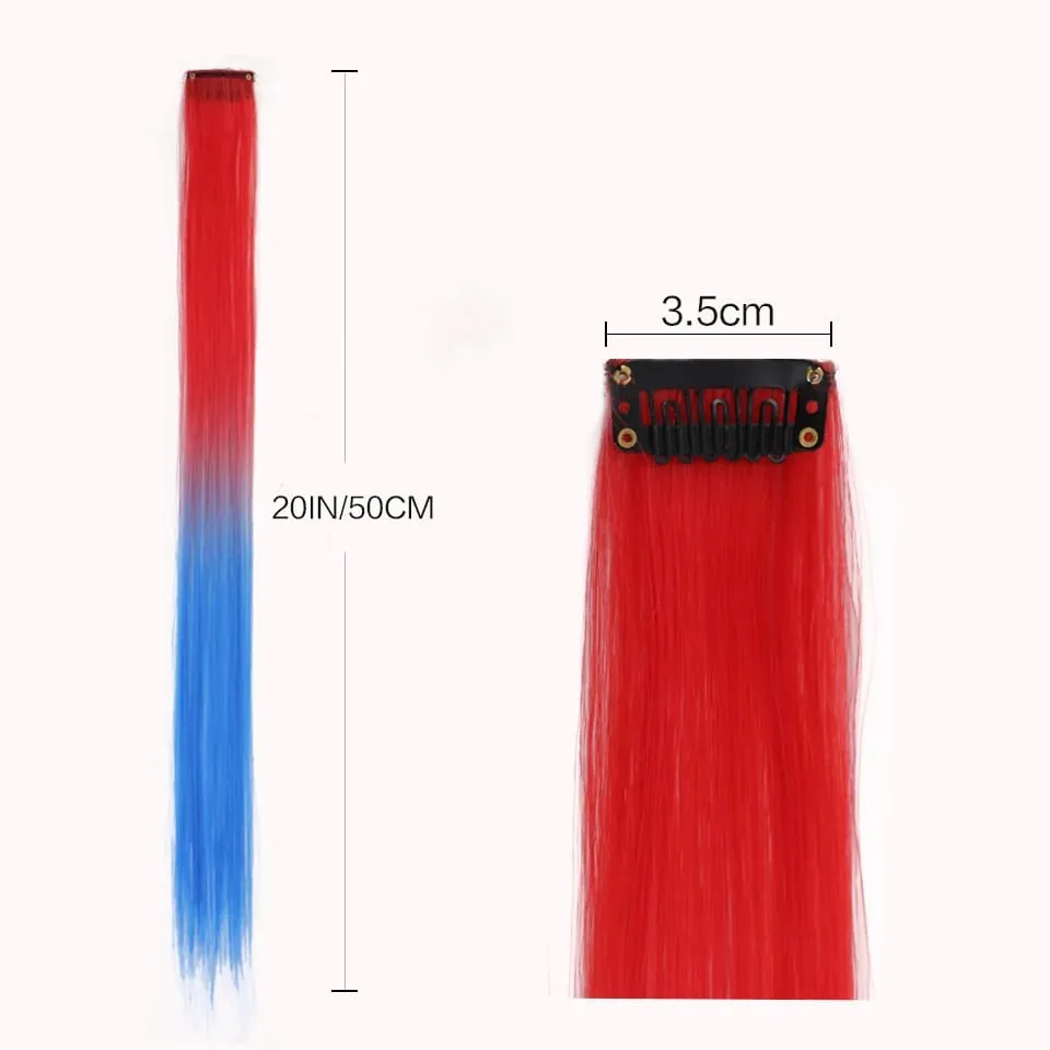 20 Inch Synthetic Multicolor Hair Extensions For Cosplay Party Y2K Style Hair Accessories Halloween Christmas — image 5