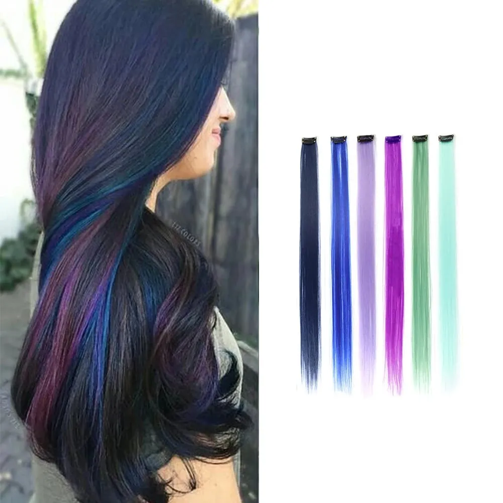 22Inches 6Pce/Set Y2K Style Multicolor Synthetic Straight Hair Gorgeous Pink Highlights Clip In Extensions For Party Cosplay — image 19