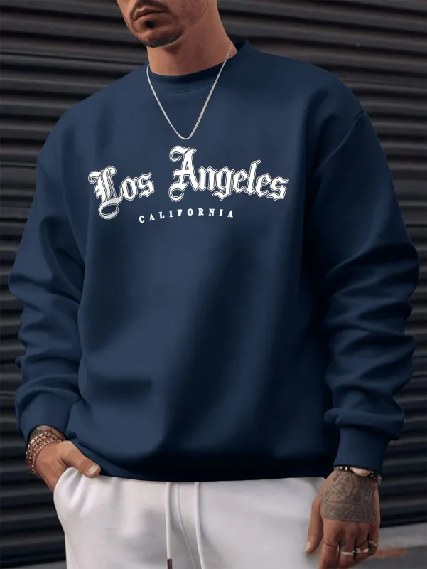 Moletom masculino outono e inverno quente casual solto clássico perda anjos estampa manga comprida gola redonda versátil — image 4