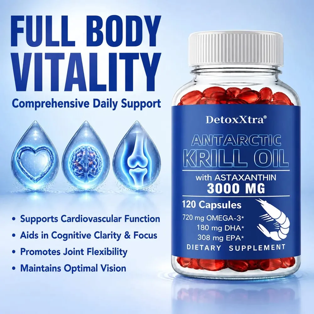 Dầu nhuyễn thể Nam Cực 3000mg Viên nang Omega-3 EPA DHA Astaxanthin & Phospholipids Chất chống oxy hóa Hỗ trợ tim não và mắt — image 5