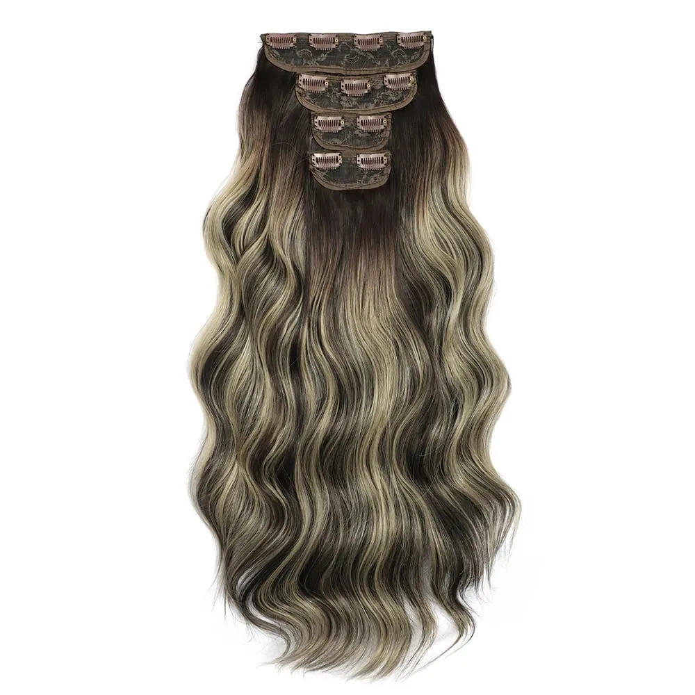 Water Wave Clip in Hair Extensions 22 inches 4 pcs/lot Soft Thick Natural Heat Resistant Fiber Clip in Synthetic Hair — image 6