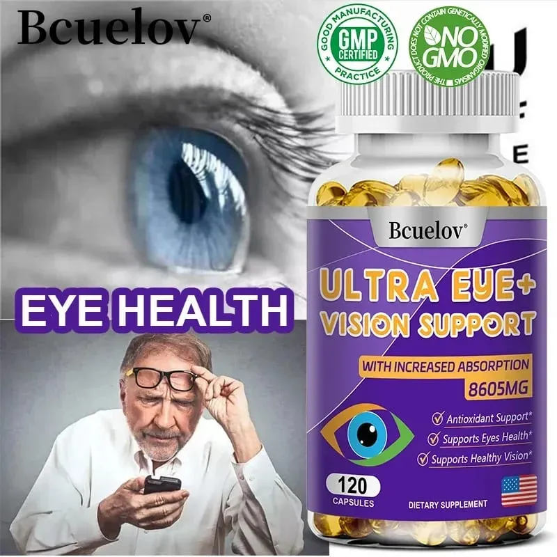 Eye Vitamins with A Blend of Lutein Zeaxanthin and Bilberry Extract for Macular Fatigue Dry Eyes and Vision Health in Adults