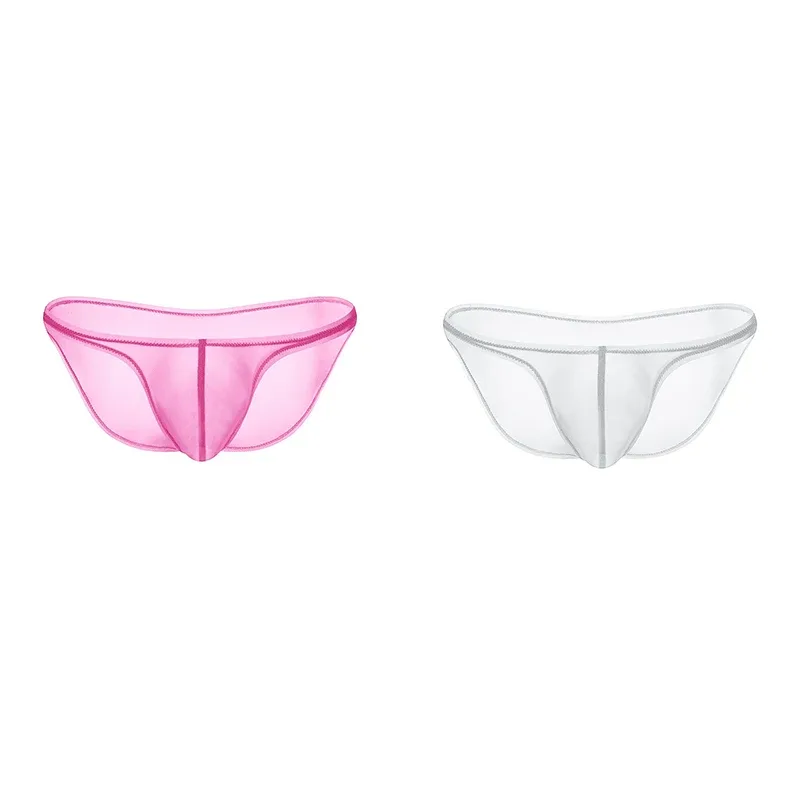 남성 속옷 섬세한 얼음 실크 투명 삼각형 팬티 성격 낮은 허리 팬티 — image 17