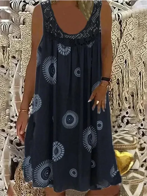 Damen-S-5XL-Größe, digital bedruckt, schulterfrei, sexy Leibchen, locker sitzendes Kleid, Spitze, Freizeitkleid, Sommerkleid — image 17