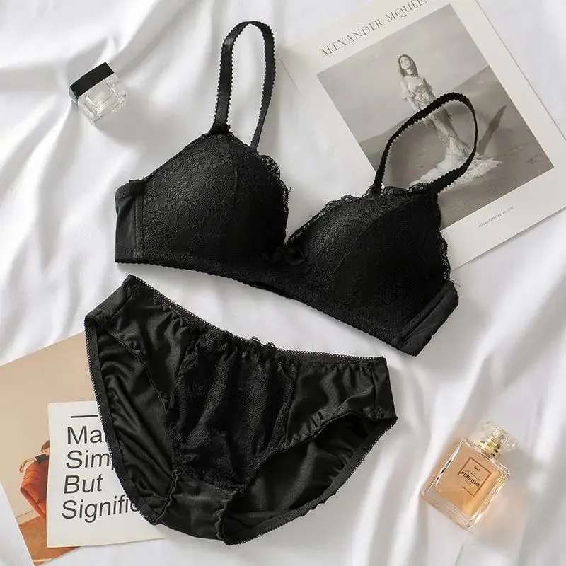 Lingerie Multi-color Lace Bra Set Women Wireless Floral 3/4 Cup Soft Bra and Panty Lingerie Set Fashion Sexy Underwear Lenceria