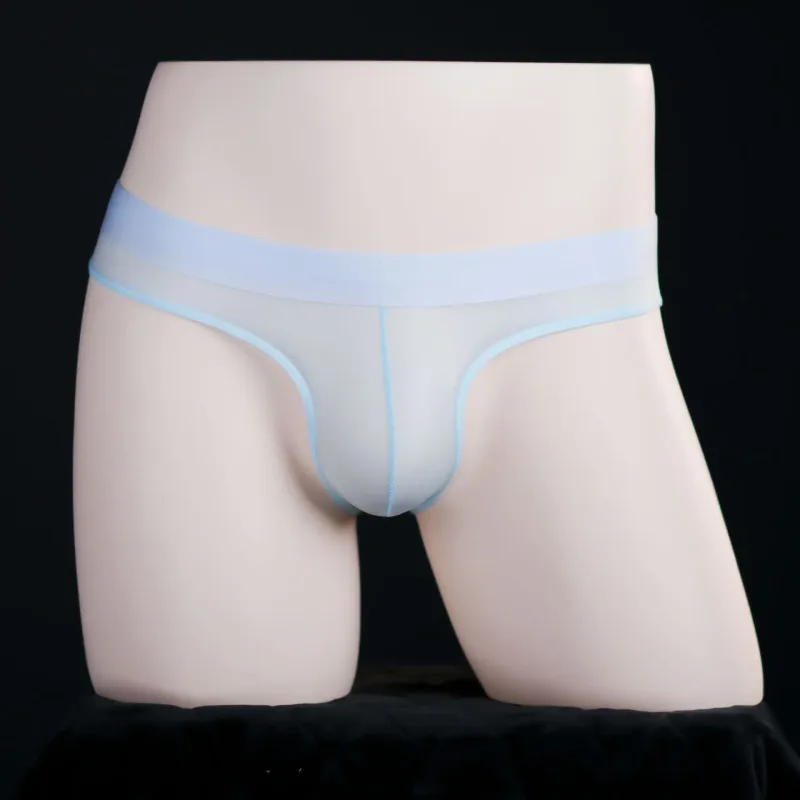 Ice Silk Briefs Men Oil Shiny Underwear Ultra Thin Traceless Underpants Transparent Smooth Bulge Pouch Panties Elastic Knicker — image 11