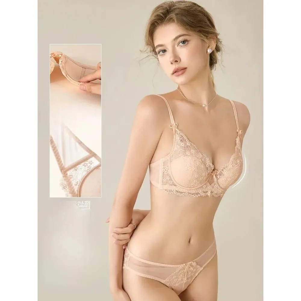 Female Lace Full Cup Minimizer Bra Set Thin Push‑Up Anti‑Sag Comfortable Lingerie Underwear For Big Breast Soft Daily Intimates — image 6