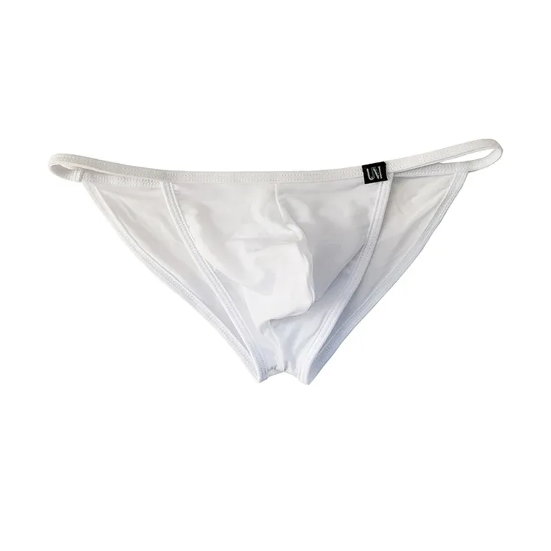 Celana Dalam Seksi Pria Celana Dalam Sutra Es Ultratipis Pakaian Dalam Bikini Belah Ganda dengan Celana Dalam Desain U-cembung Yang Dipersonalisasi Lubang