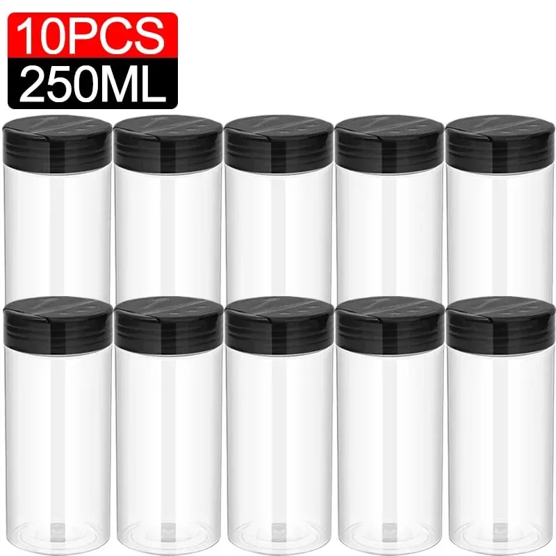 10/1PCS Clear Spices Bottle Salt Pepper Shakers Plastic Barbecue Seasoning Jars Condiment Box Home Kitchen Powder Storage Can — image 23