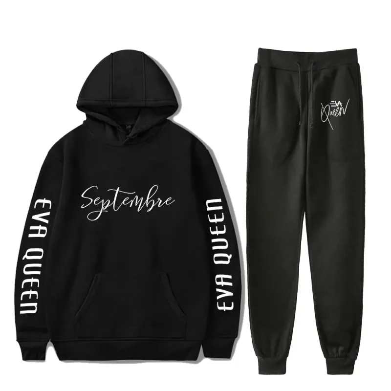 Hip Hop สบาย Eva Queen พิมพ์เสื้อกันหนาว Sweatpants ชุด Hoodies + กางเกงชุดชาย/หญิง 2 ชิ้นชุดเสื้อผ้า — image 14