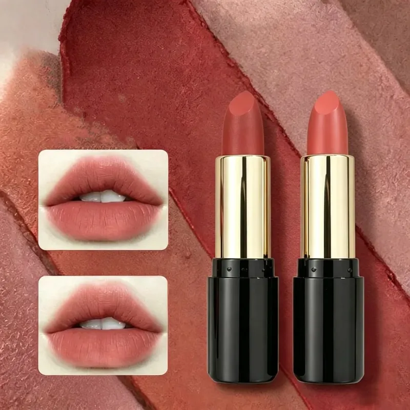 Milk Tea Cinnamon Nude Lip Stick Matte Moisturizing Lasting High Pigment Lip Balm Smooth Velvet Lip Color Daily Natural Makeup