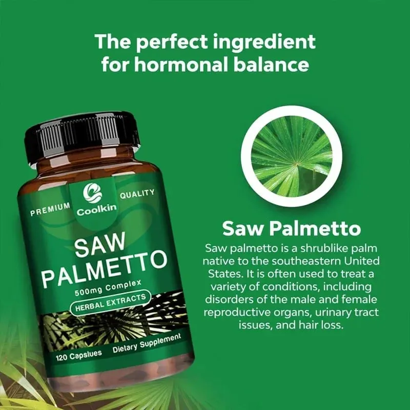 Saw Palmetto - El bloqueador de DHT para la salud urinaria y el suplemento de apoyo a la próstata previenen la caída del cabello