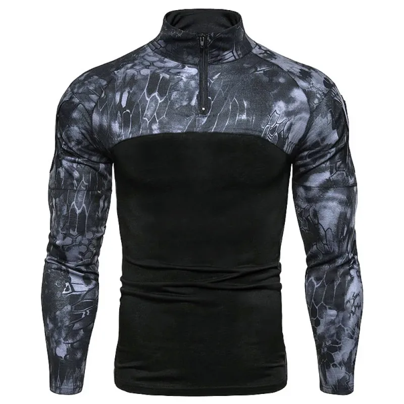 Men's Tactical Sweatshirt Outdoor Hoodies Men Spring Fall Long Sleeve Pullovers Lightweight Stand Collar Slim Fit Sweatshirts — image 1
