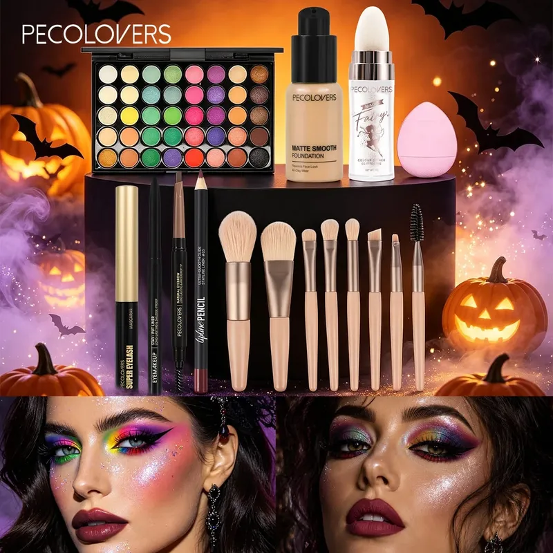 16PCS/SET Bright Multicolor Eyeshadow Long Lasting Foundation Primer Eye Lip Makeup and Soft Makeup Brushes for Party Looks — image 6