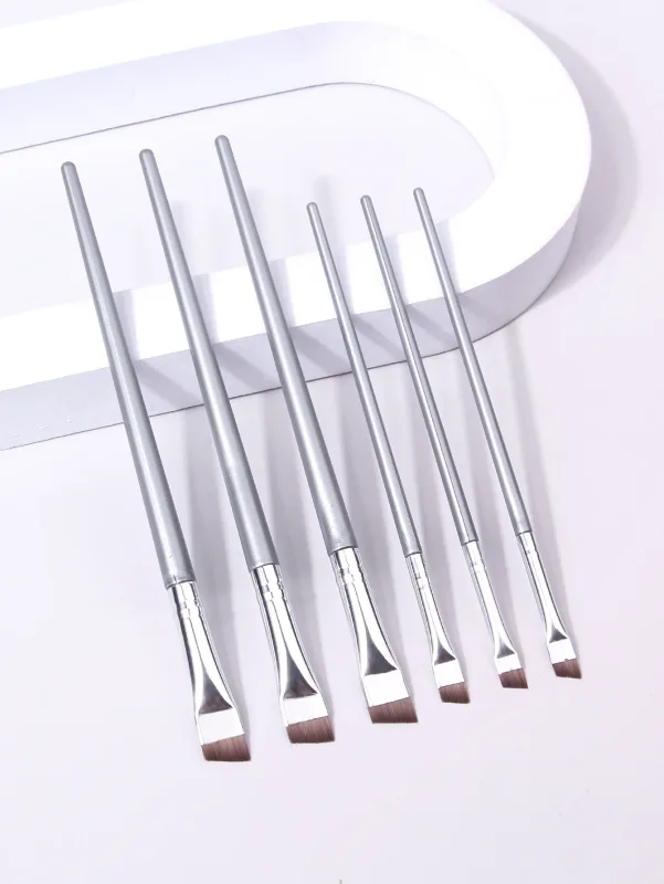 6PCS Thin Eyeliner Makeup Brush Set Fine Liner Brushes Professional Angled Eyebrow Brush High Quality Brow Contour Makeup Tool