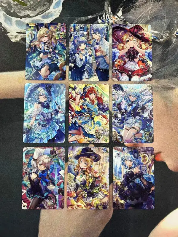 DIY Fanmade ผสม Genshin Honkai Waifu โฮโลแกรมเลเซอร์แฟลชการ์ดเกมซื้อขายสะสม — image 5