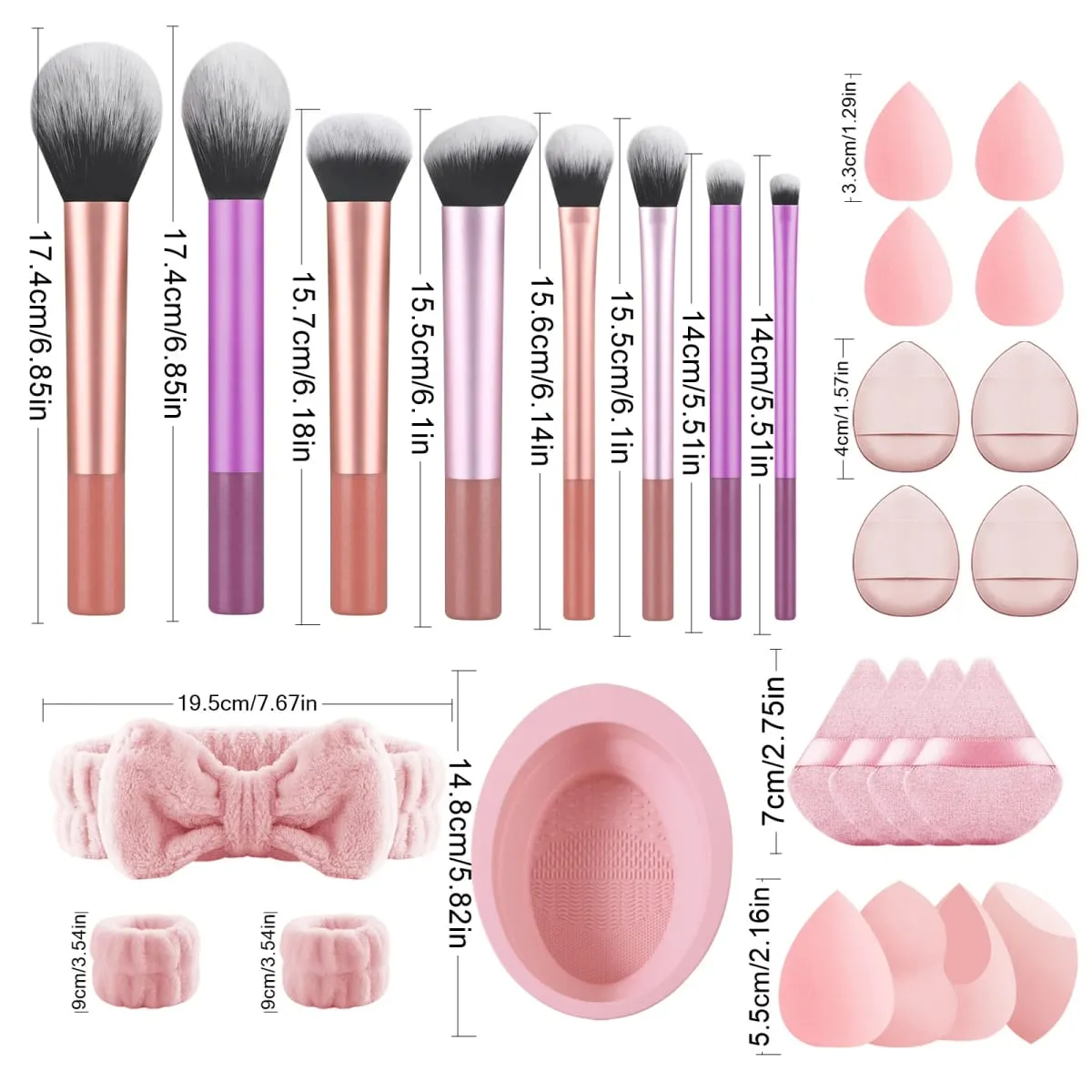 28-piece makeup tool set - 8-piece professional makeup brushes + toiletries set and washing bowl & puff sponge egg combination — image 4