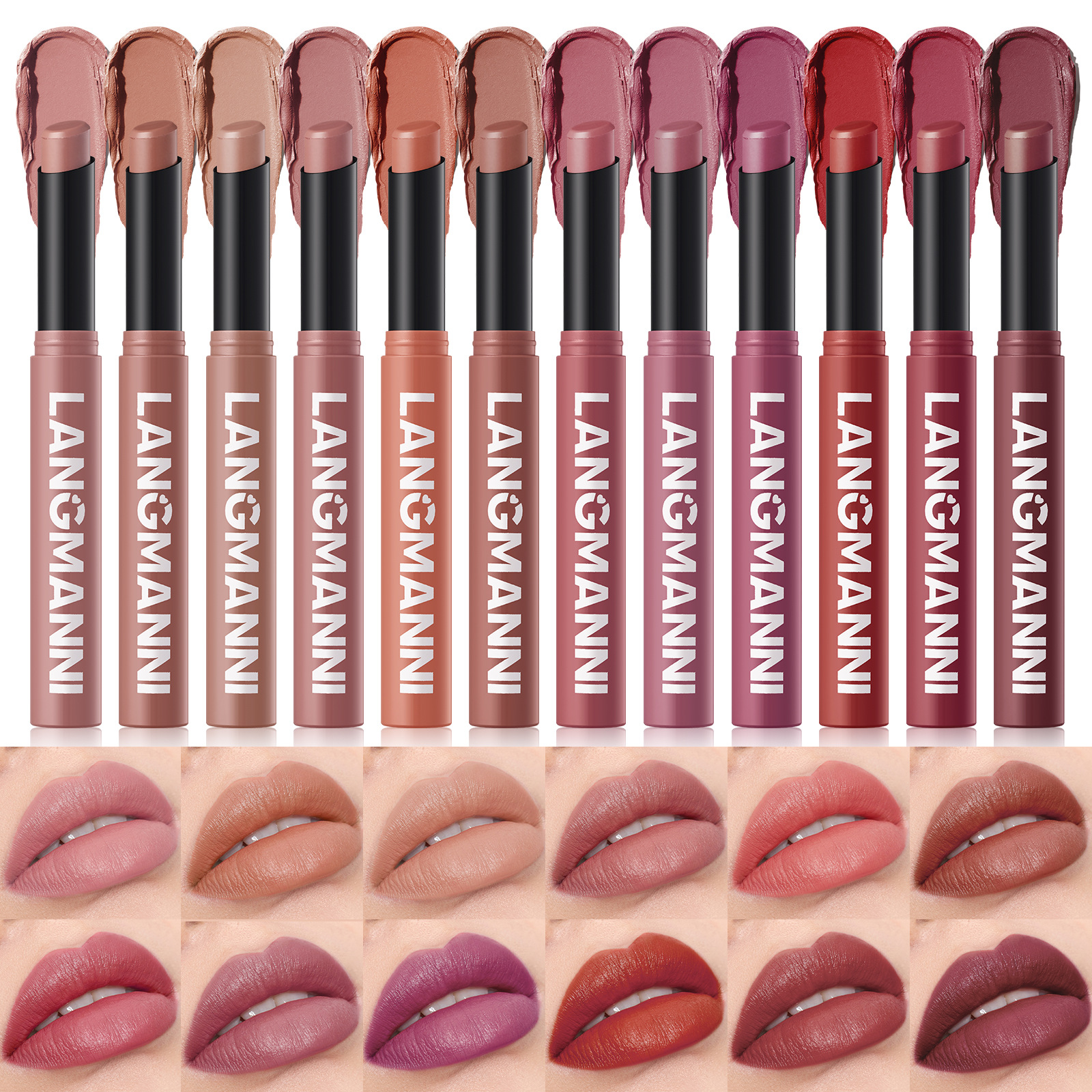12 Color Matte Lipstick Pencil Waterproof Long Lasting Non-Stick Cup Lip Stain Tint Cosmetic Nude Lipstick Pen Makeup Maquillage — image 5